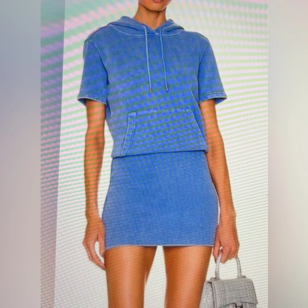 SER.O.YA Size:L Women Rory Blue Hoodie Sweatshirt Dress 100% Cotton - Picture 12 of 14